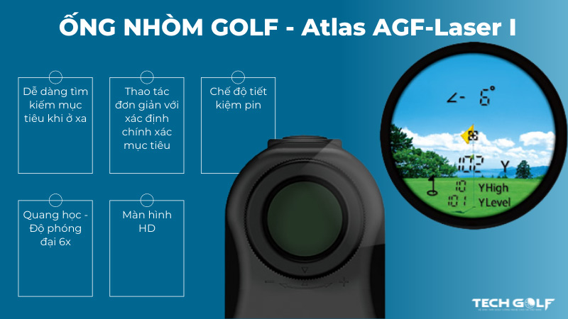 Ống nhòm đo khoảng cách Atlas hiện đại, được nhiều golfer lựa chọn