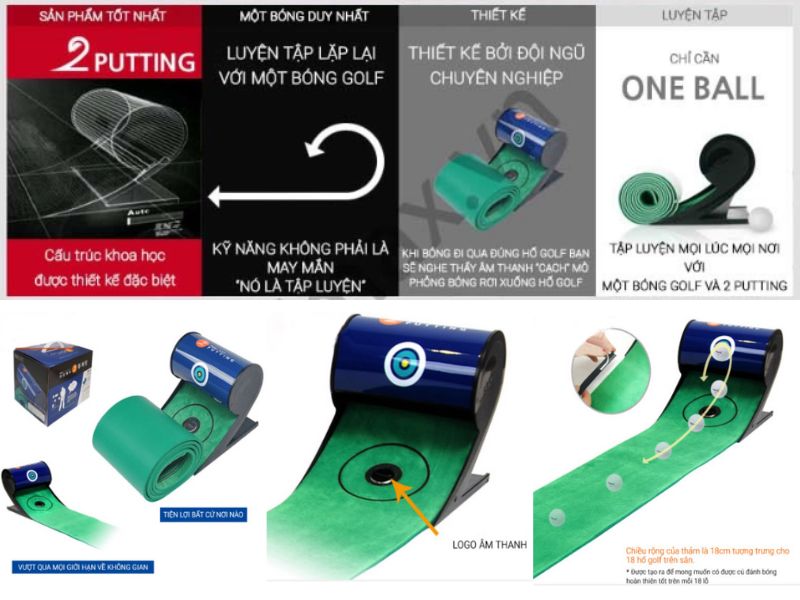 Thảm tập golf trong nhà 2PUTTING