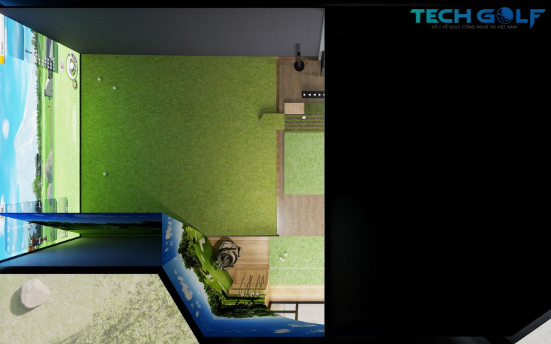 Mắt cắt phối cảnh 3D của phòng golf OKONGOLF cao cấp