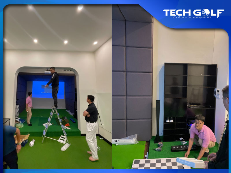 Mr Jung và Mr Park giám sát thi công phòng golf 3D cao cấp