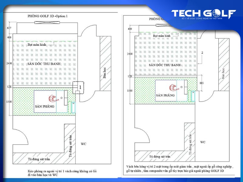 Đội ngũ Techgolf lên bản vẽ 2D cho dự án phòng golf 3D ở quận Hoàn Kiếm