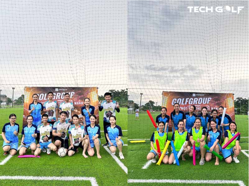 Các nữ cầu thủ cũng rất hăng say ghi bàn trong buổi hội thao mừng sinh nhật Techgolf 7 năm