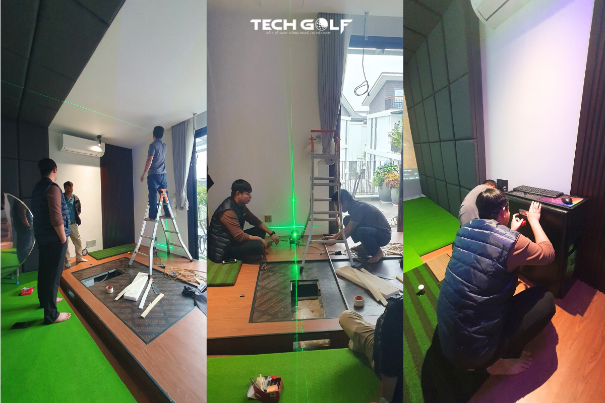 Đội ngũ thi công mặt sàn cho dự án phòng golf 3D Okongolf tại Hà Đô Charm