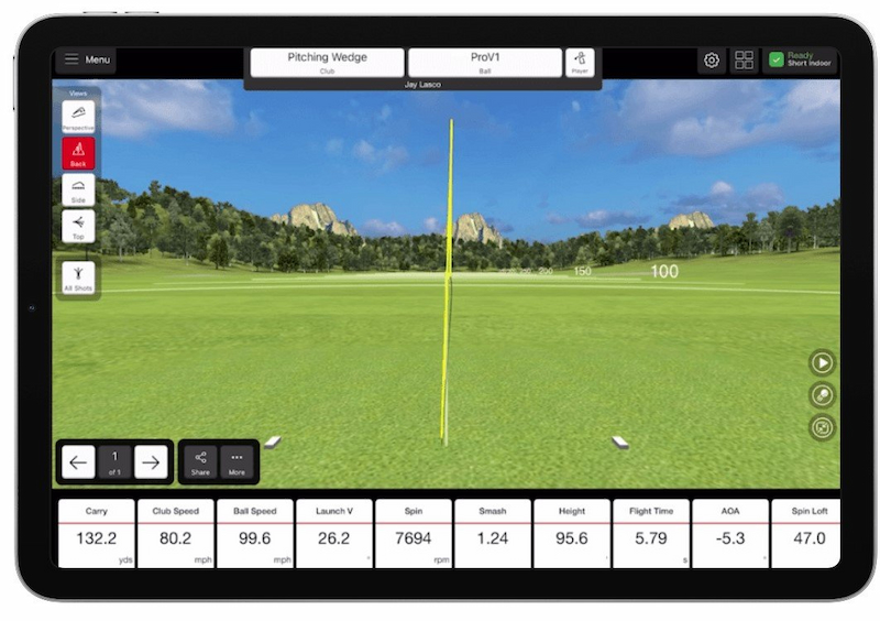 Máy cảm biến 3D FlightScope Mevo hiển thị đầy đủ các thông số kỹ thuật của cú đánh