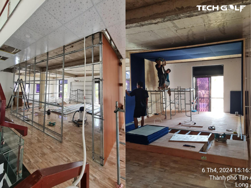 Hoàn thiện hệ thống khung vách nỉ chịu lực, cách âm tốt cho dự án Golf 3D Club Tân An
