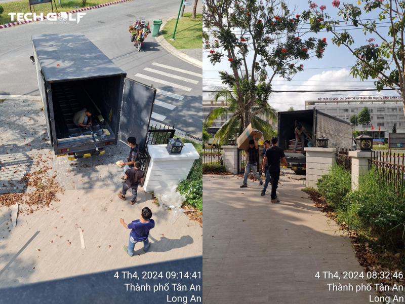 Đội ngũ kỹ thuật trực tiếp vận chuyển thiết bị tới Long An